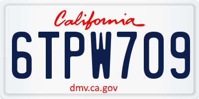 CA license plate 6TPW709