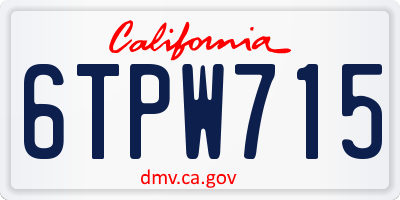CA license plate 6TPW715