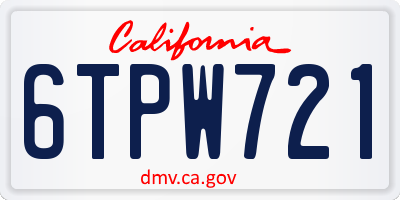 CA license plate 6TPW721