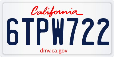 CA license plate 6TPW722