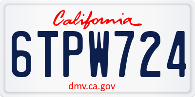 CA license plate 6TPW724
