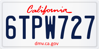 CA license plate 6TPW727