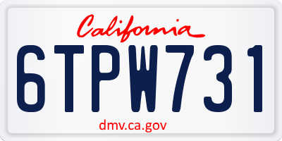 CA license plate 6TPW731