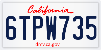 CA license plate 6TPW735