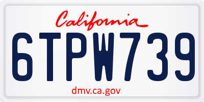 CA license plate 6TPW739