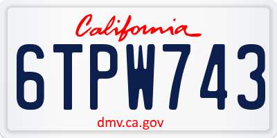 CA license plate 6TPW743