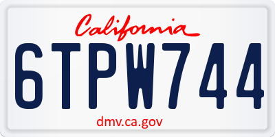 CA license plate 6TPW744