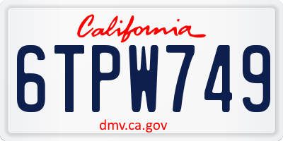 CA license plate 6TPW749