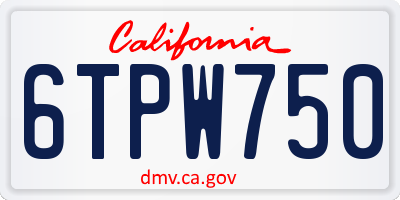 CA license plate 6TPW750
