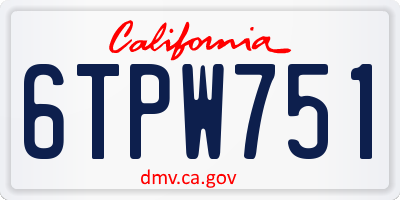 CA license plate 6TPW751