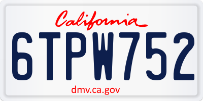 CA license plate 6TPW752