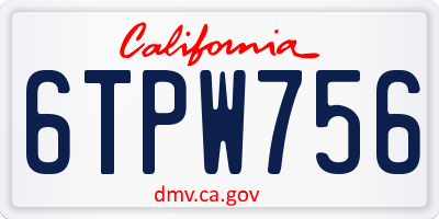 CA license plate 6TPW756