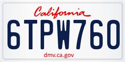 CA license plate 6TPW760