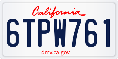 CA license plate 6TPW761