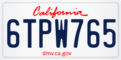 CA license plate 6TPW765