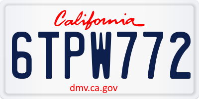 CA license plate 6TPW772