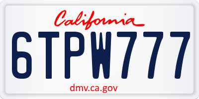 CA license plate 6TPW777