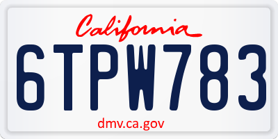 CA license plate 6TPW783