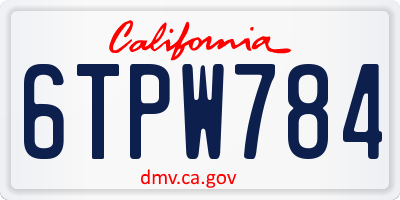 CA license plate 6TPW784