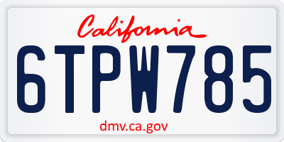 CA license plate 6TPW785