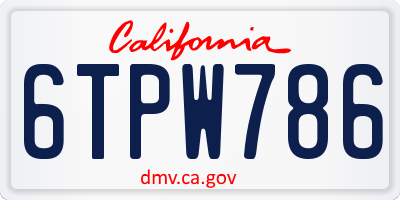 CA license plate 6TPW786