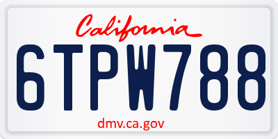 CA license plate 6TPW788