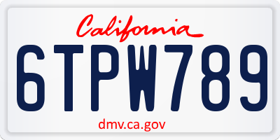 CA license plate 6TPW789