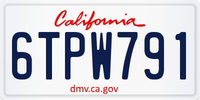 CA license plate 6TPW791