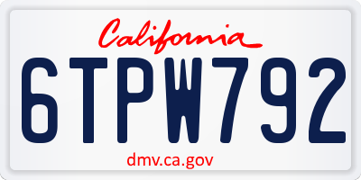 CA license plate 6TPW792