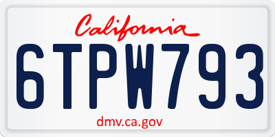 CA license plate 6TPW793