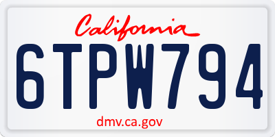 CA license plate 6TPW794