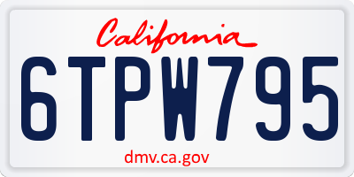 CA license plate 6TPW795