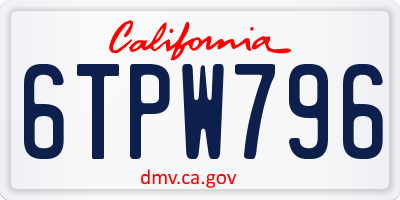 CA license plate 6TPW796