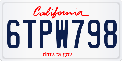 CA license plate 6TPW798