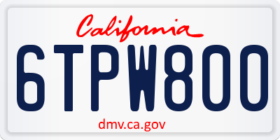 CA license plate 6TPW800