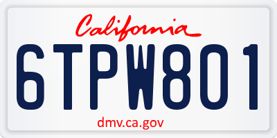 CA license plate 6TPW801