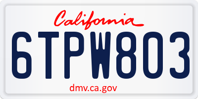 CA license plate 6TPW803