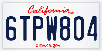 CA license plate 6TPW804