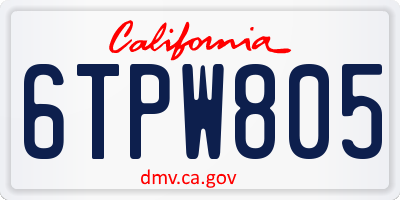 CA license plate 6TPW805