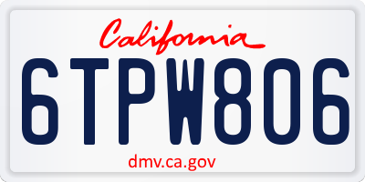 CA license plate 6TPW806