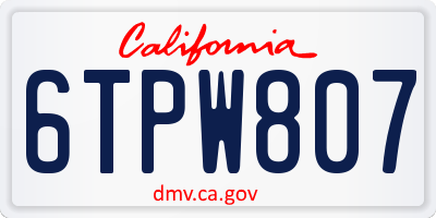 CA license plate 6TPW807