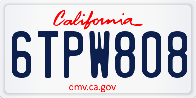 CA license plate 6TPW808