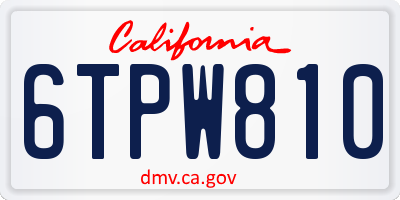 CA license plate 6TPW810