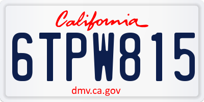 CA license plate 6TPW815