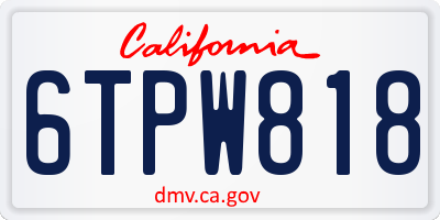 CA license plate 6TPW818