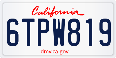 CA license plate 6TPW819