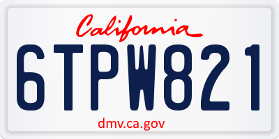 CA license plate 6TPW821