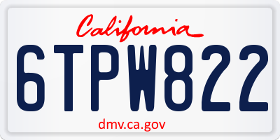 CA license plate 6TPW822