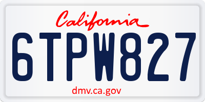 CA license plate 6TPW827