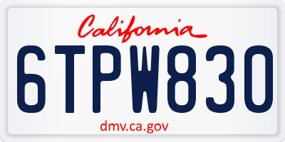 CA license plate 6TPW830